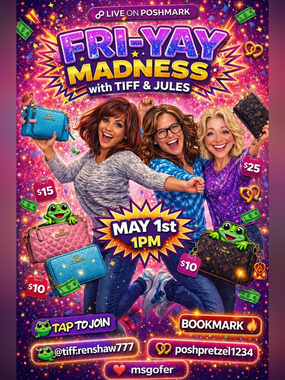 tiffrenshaw777, poshpretzel1234, And Msgofer Together Live May 1st 1 PM CST